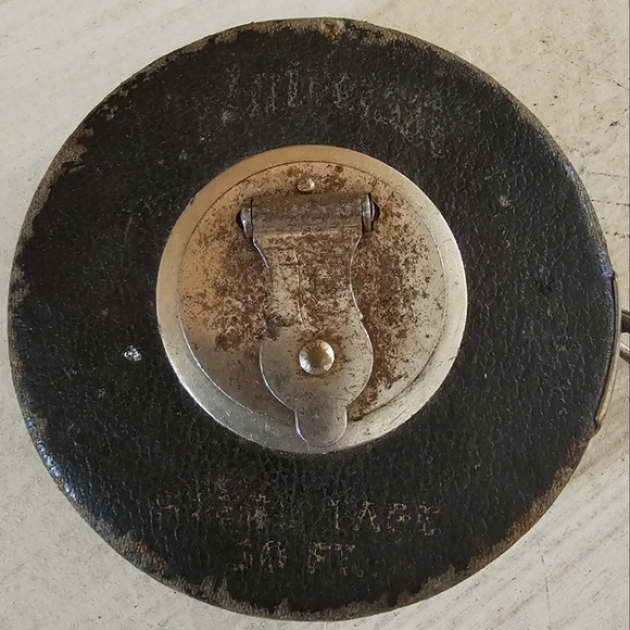 Vintage Lufkin Universal Steel Tape measure 50 ft. in a black leather case - Picture 1 of 9